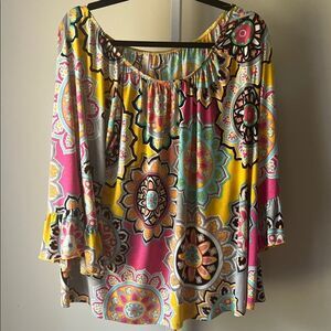 Cezanne Colorful Women's Bohemian Top 1X